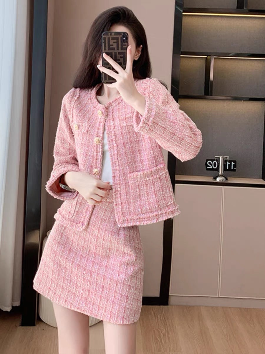 Autumn Celebrity Small Fragrance Style Suit Women's Autumn Clothes 2023 New Style High-end Goddess Style Fashion Two-piece Skirt