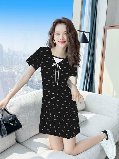 French style waist slim dress summer 2024 new style high-end popular style black dress female summer