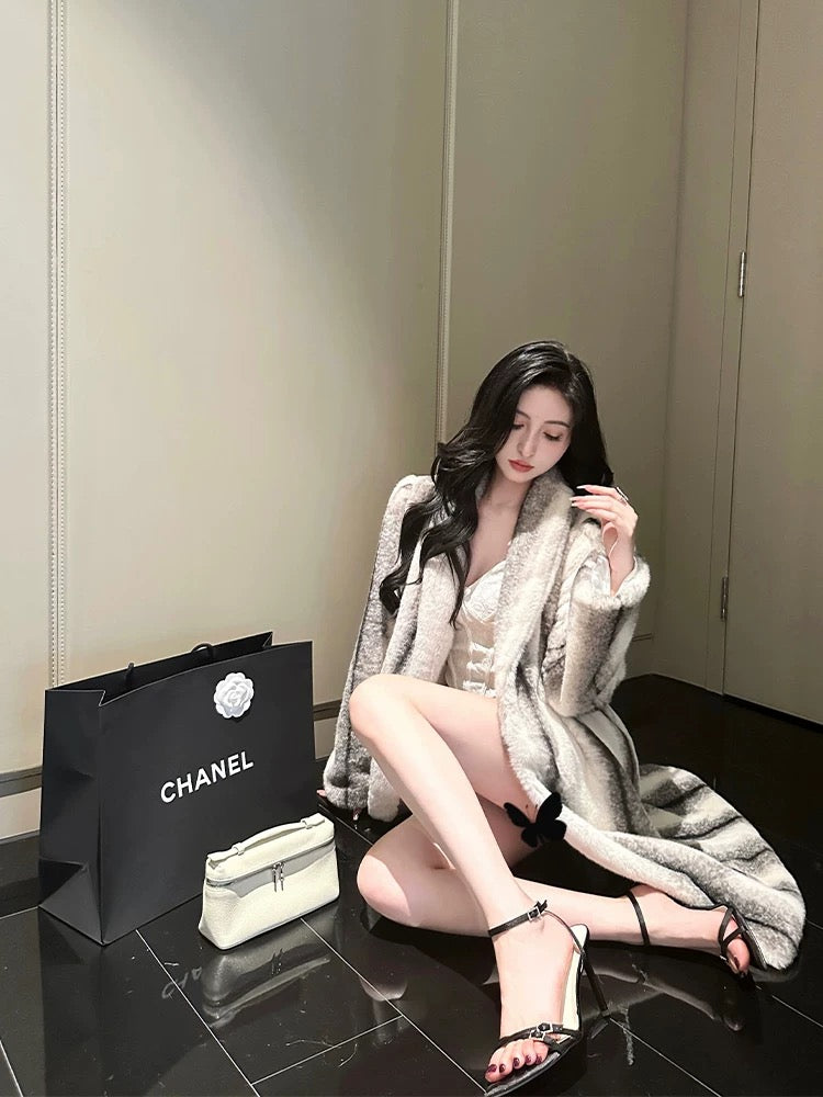 For Fay a winter custom-dyed mink eco-friendly fur velvet fur coat for women mid-length coat