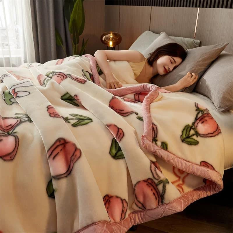 Winter Raschel blanket extra thick plus velvet bed cover blanket quilt wedding coral flannel nap blanket single