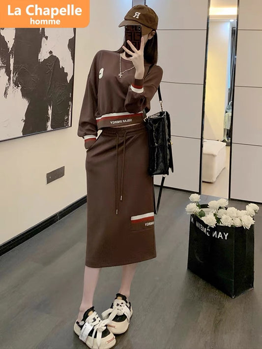 La Chapelle French sports style suit skirt for women autumn 2023 new high-end casual skirt two-piece set