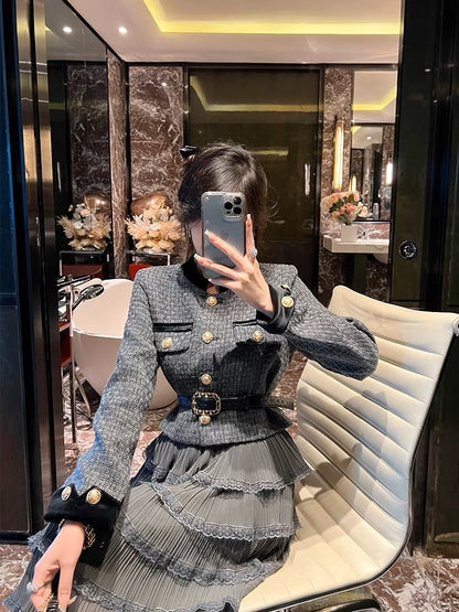 BETTER LS 2023 new autumn and winter new ladylike temperament small fragrance suit women's short coat skirt two-piece set (S0889)