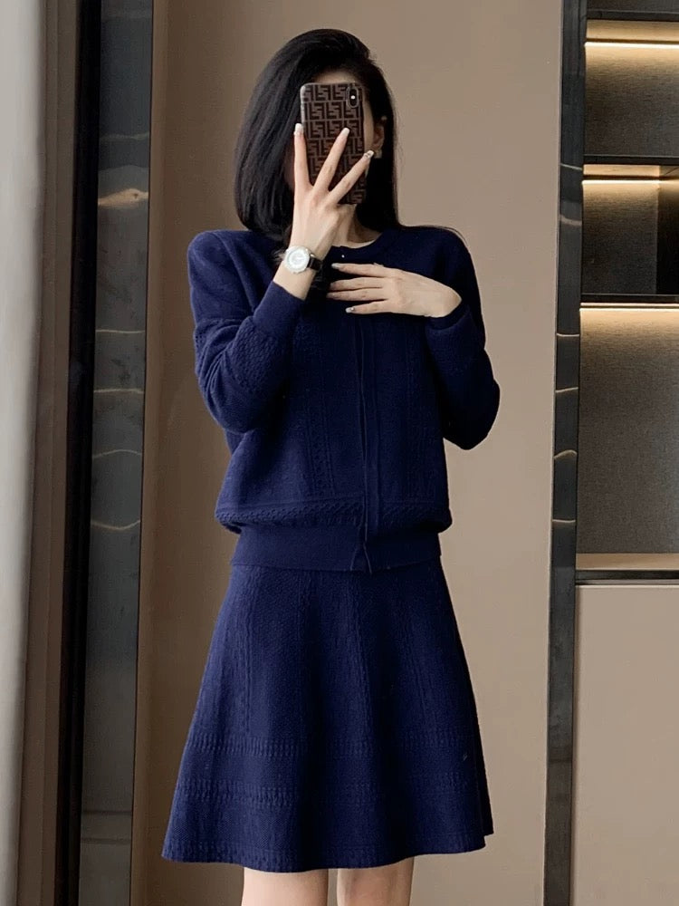 French style small fragrant knitted fashion suit skirt for women 2023 autumn and winter new slim fit two-piece skirt
