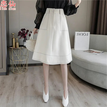 Big Swing Umbrella Skirt Women's 2023 Autumn and Winter New High Waist A-Line Skirt Versatile Hepburn Skirt Mid-Length Puff Skirt