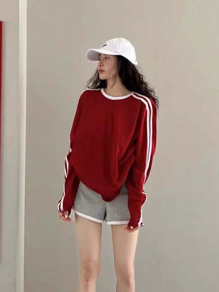 Red thin top and shorts suit, fashionable and age-reducing summer dress, Internet celebrity hot street casual sportswear two-piece set