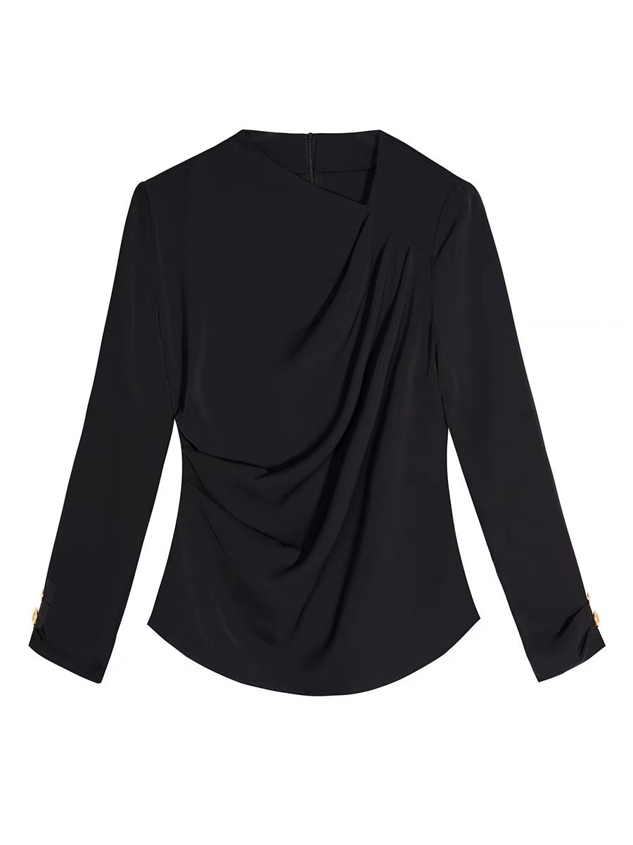 Original design 2023 autumn wear commuter suit shirt women's high-end sense foreign style chic temperament long-sleeved shirt top