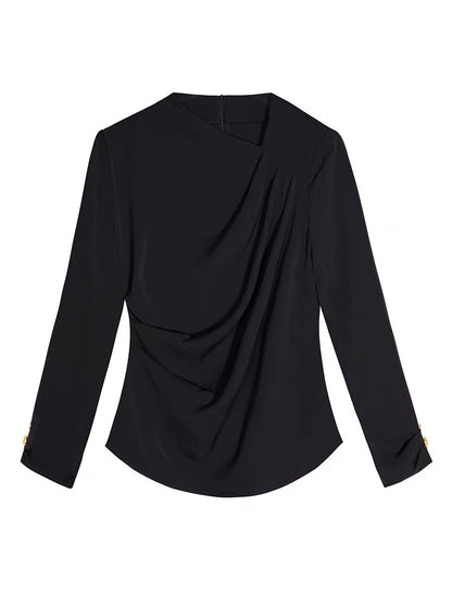 Original design 2023 autumn wear commuter suit shirt women's high-end sense foreign style chic temperament long-sleeved shirt top