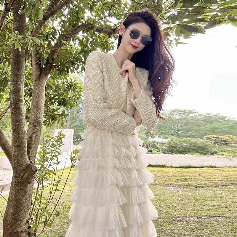 2023 early spring dress light luxury high-definition tea break French style high-end feeling Royal Miss Xiaoxiangfeng first love two-piece suit skirt spring and summer