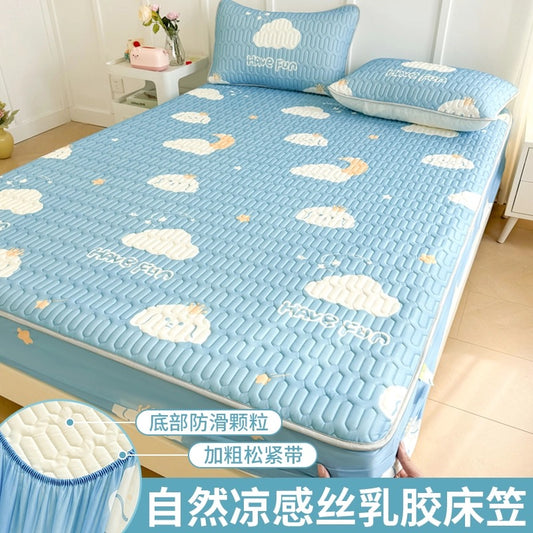 Ice silk latex cool mat three-piece set bed sheet summer bedspread single piece children baby air conditioning mat cool pad washable
