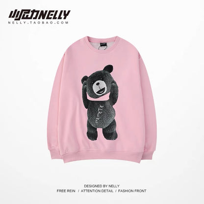 Sweatshirt men's round neck pullover coat Korean style trendy loose velvet bottoming shirt ins Hong Kong style couple tops (N0925)