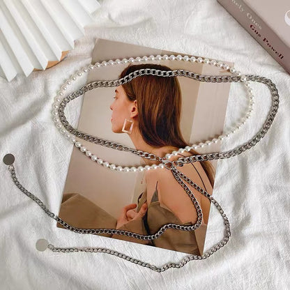 Belt women's high-end sense with skirt all-match new pearl thin waist chain suit girdle design sense of ins wind belt