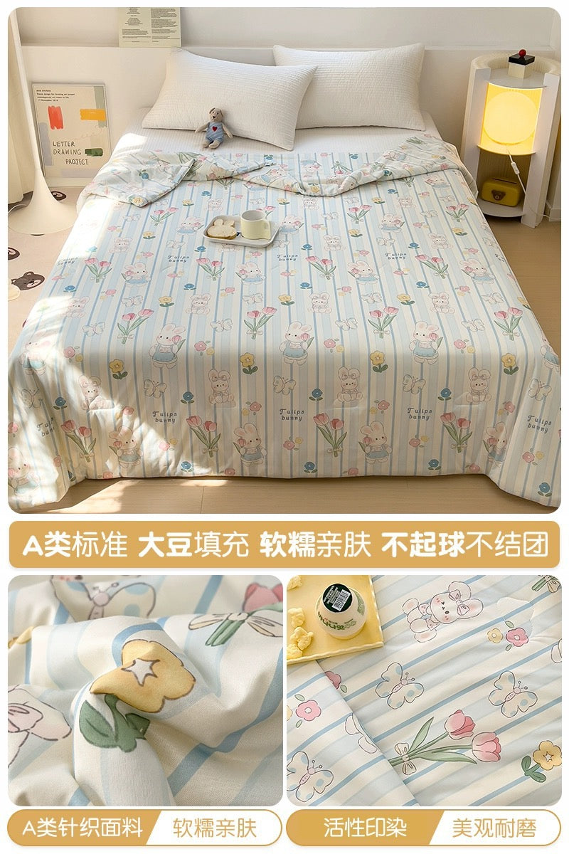 Class A soybean fiber knitted cotton summer cool quilt machine washable summer children's thin quilt spring and autumn summer air conditioning quilt