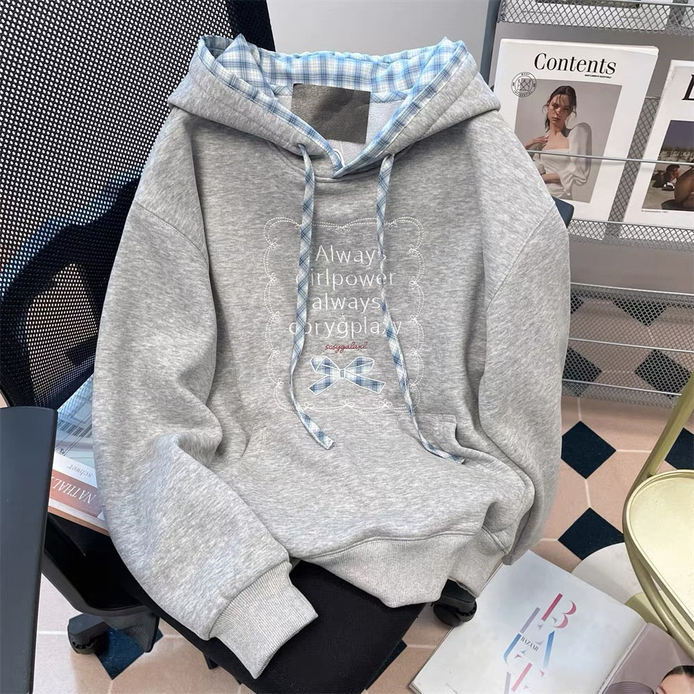 Milk fufu blue striped angel puppy sweater coat women's autumn and winter gentle Japanese style thick hooded knitted cardigan