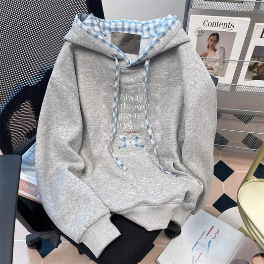 Milk fufu blue striped angel puppy sweater coat women's autumn and winter gentle Japanese style thick hooded knitted cardigan