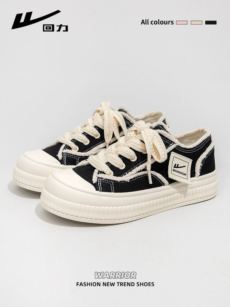Pull back women's shoes canvas shoes for women 2024 spring new versatile white shoes thick-soled casual sports sneakers for women