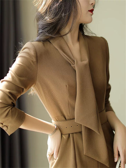 2023 autumn and winter new style European high-end celebrity temperament light luxury slimming professional long skirt fashionable fishtail dress for women