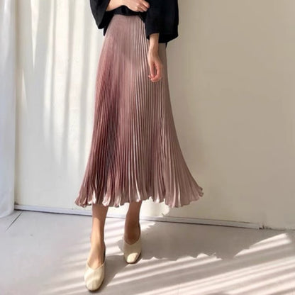 2023 New Summer High Waist A-Line Skirt Summer Slim Fairy Temperament Drape Satin Fishtail Pleated Half Skirt for Women T3486
