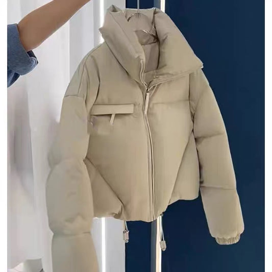 Down cotton-padded winter jacket for small women with light mature style 2022 short high-necked bread coat with stylish design