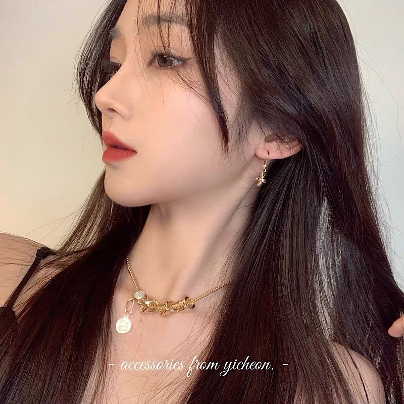 YIcheon Chenxihai Retro Chain Stitching Pearl Necklace Women's Korean Design Gentle Clavicle Chain C52