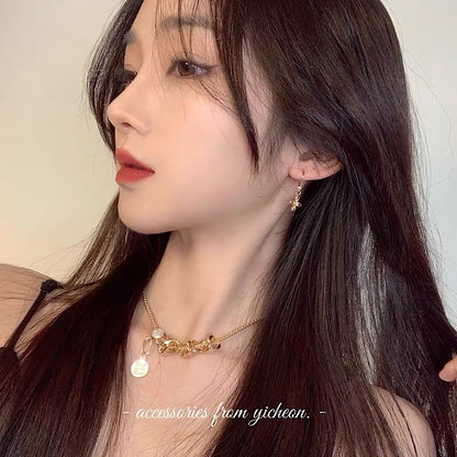 YIcheon Chenxihai Retro Chain Stitching Pearl Necklace Women's Korean Design Gentle Clavicle Chain C52