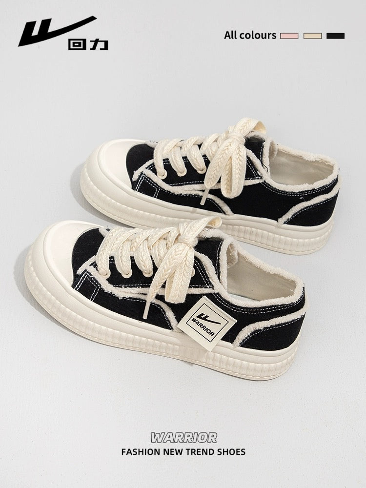 Pull back women's shoes canvas shoes for women 2024 spring new versatile white shoes thick-soled casual sports sneakers for women