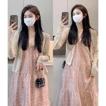 XZOXZO 2024 spring new women's French floral dress design niche sweet two-piece set D691