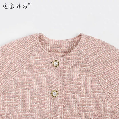 2023 winter new fashion temperament heavy industry beaded ostrich feather down lining tweed down jacket