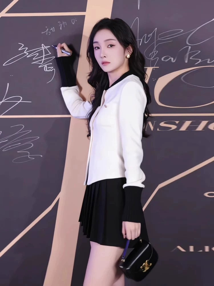 Small fragrant style suit skirt autumn knitted cardigan socialite high-end small dress popular this year beautiful two-piece set for women