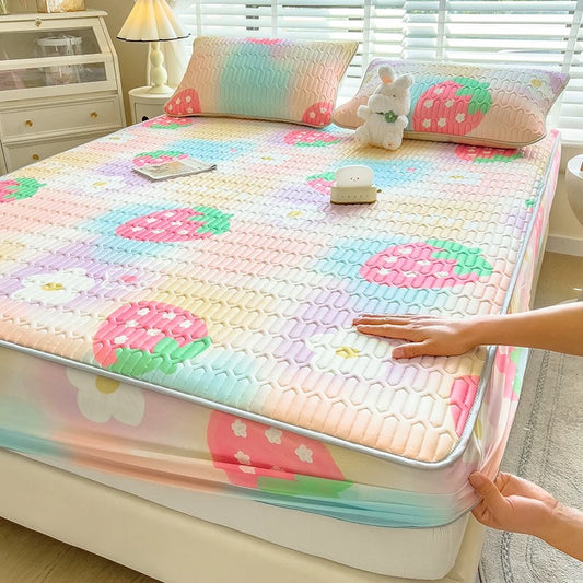 Ice silk latex cool mat three-piece set bed sheet summer bedspread single piece children baby air conditioning mat cool pad washable