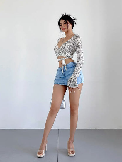 liviahome Thai cool sexy deep V cross strap bottoming shirt for women autumn fashionable niche short crop top (T215)