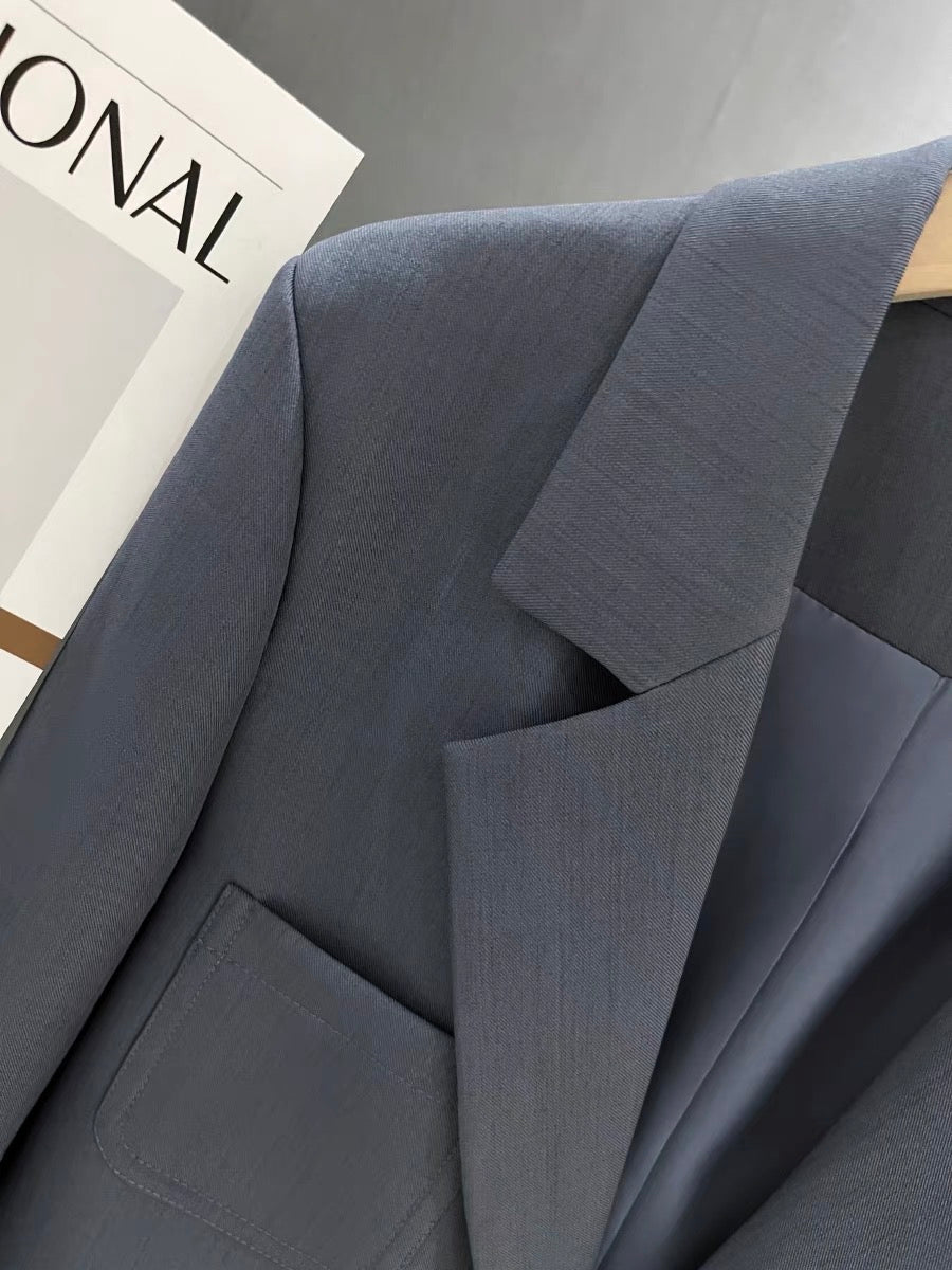 Gray simple autumn suit women's jacket 2023 new high-end sense of foreign style light luxury niche casual top suit