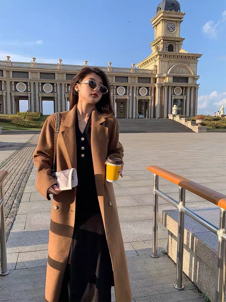 Mr. Zhang's new autumn and winter plus size women's clothing slim design sense little black dress knitted royal sister mid-length dress for women