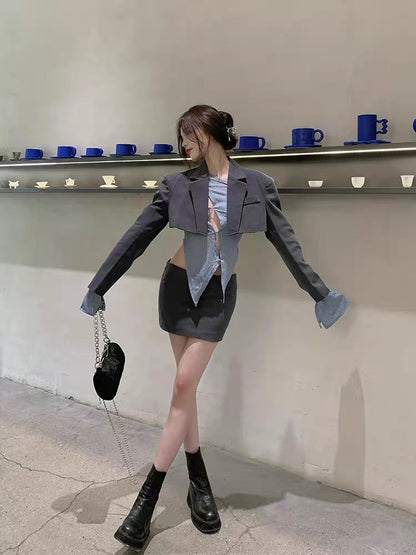 EUSKY IIWAN Hollow design niche long-sleeved shirt with spring and summer new irregular off-shoulder top (T246)