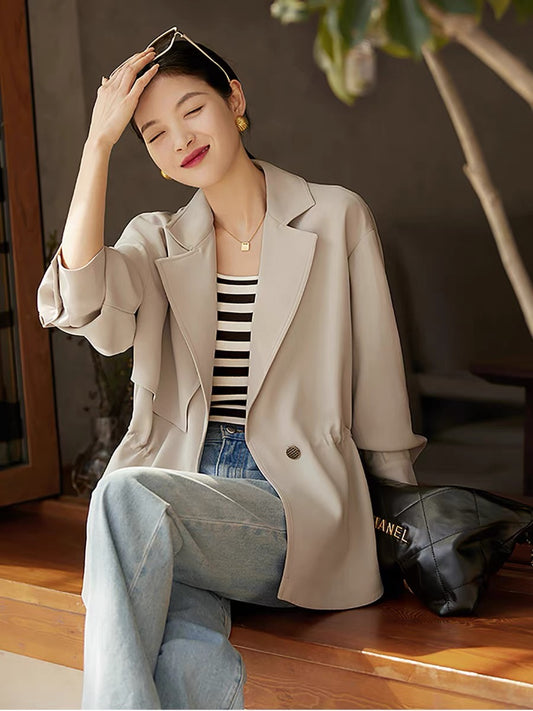 のxiaohange aura proportional classic CHIC acetate short windbreaker jacket for women autumn WT317262AG