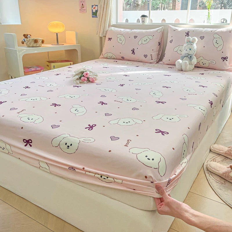 Cotton bed sheet single piece pure cotton bed cover dust cover summer children single mattress anti-slip protective cover three-piece set