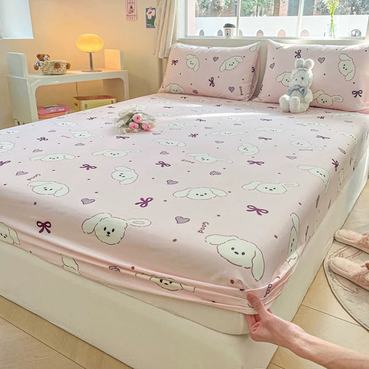 Cotton bed sheet single piece pure cotton bed cover dust cover summer children single mattress anti-slip protective cover three-piece set