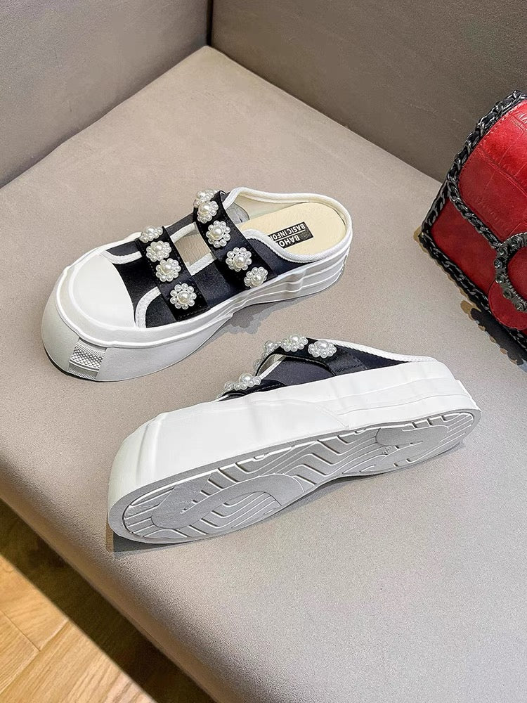 Uncle MJ Internet celebrity Baotou half slippers for women summer new style outer wear sweet fashion versatile thick-soled Mary Jane shoes