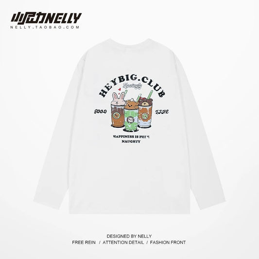 American cartoon cat print round neck short sleeve men and women summer 2025 couple pure cotton t-shirt half sleeve bottoming shirt trend