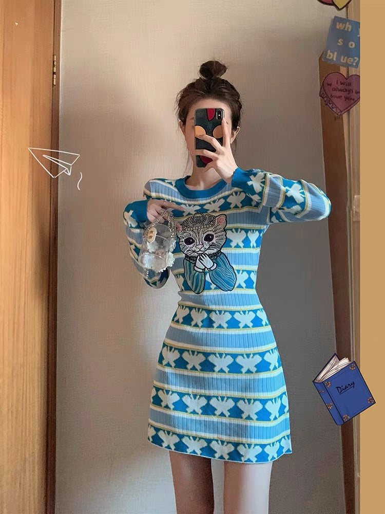 MUEL Original ◆ Casual long-sleeved dress for women in early spring 2023 new style for small people, age-reducing waist and slimming skirt T3492