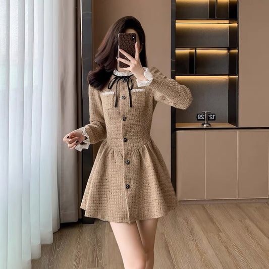 Autumn women's 2023 new style high-end light luxury small fragrance dress slimming French niche long-sleeved skirt