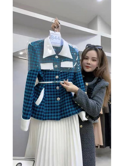 Autumn and winter 2023 new women's early autumn clothing fashion high-end European style small fragrant dress two-piece suit
