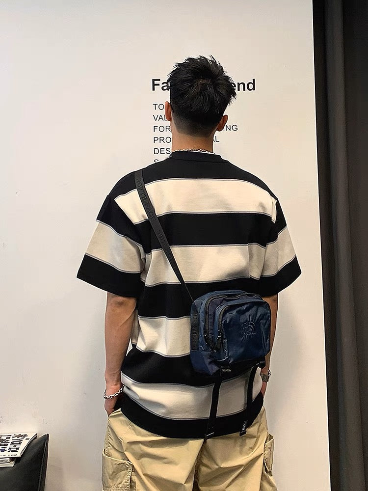 Xu Tailang contrast striped sea soul shirt T-shirt men's short-sleeved summer ins fashion brand trend versatile American cotton top
