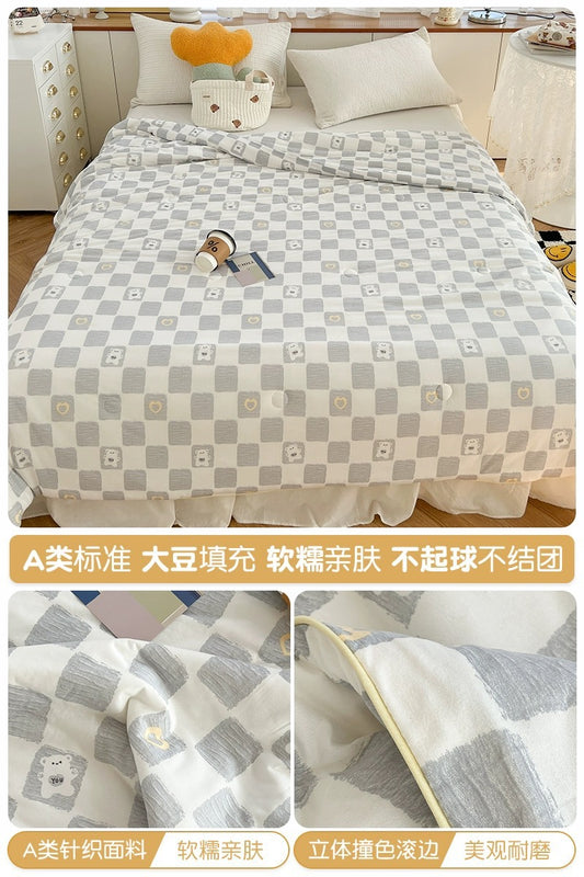 Class A soybean fiber knitted cotton summer cool quilt machine washable summer children's thin quilt spring and autumn summer air conditioning quilt