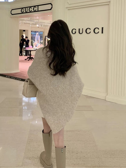 cchenchenchen_Irregular design turtleneck sweater for women in autumn and winter loose and versatile niche lazy style knitted sweater