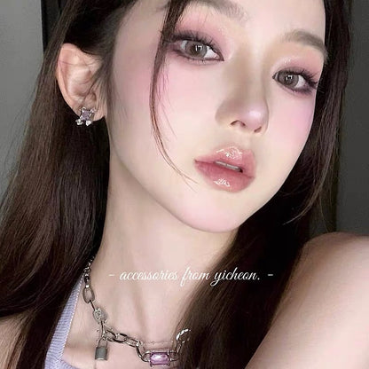 YIcheon out of control 2.0 Nanjing lock purple gemstone necklace female ins wind chain niche stacked clavicle chain C43