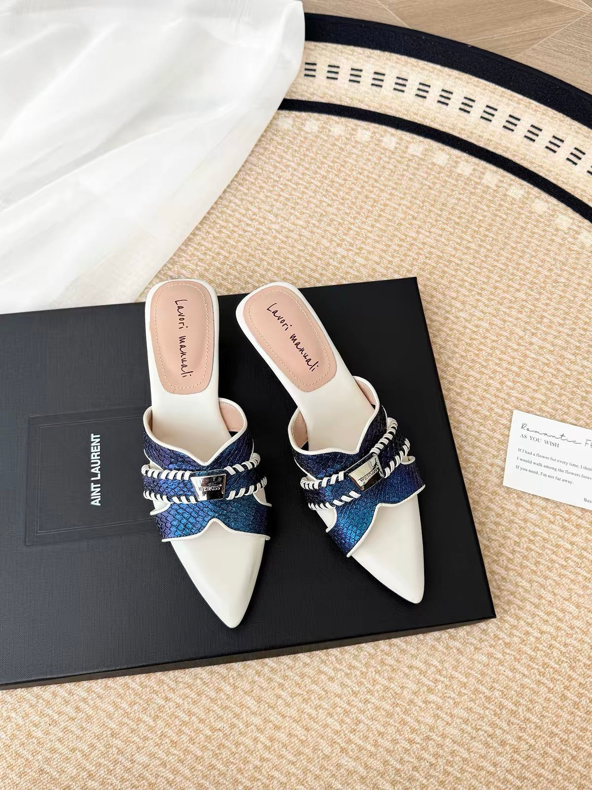 MISS DDLL Mermaid Princess – Stylish, High-End Metallic Fish-Scale Pointed-Toe Sandals with Unique Sculptural Heels for Women