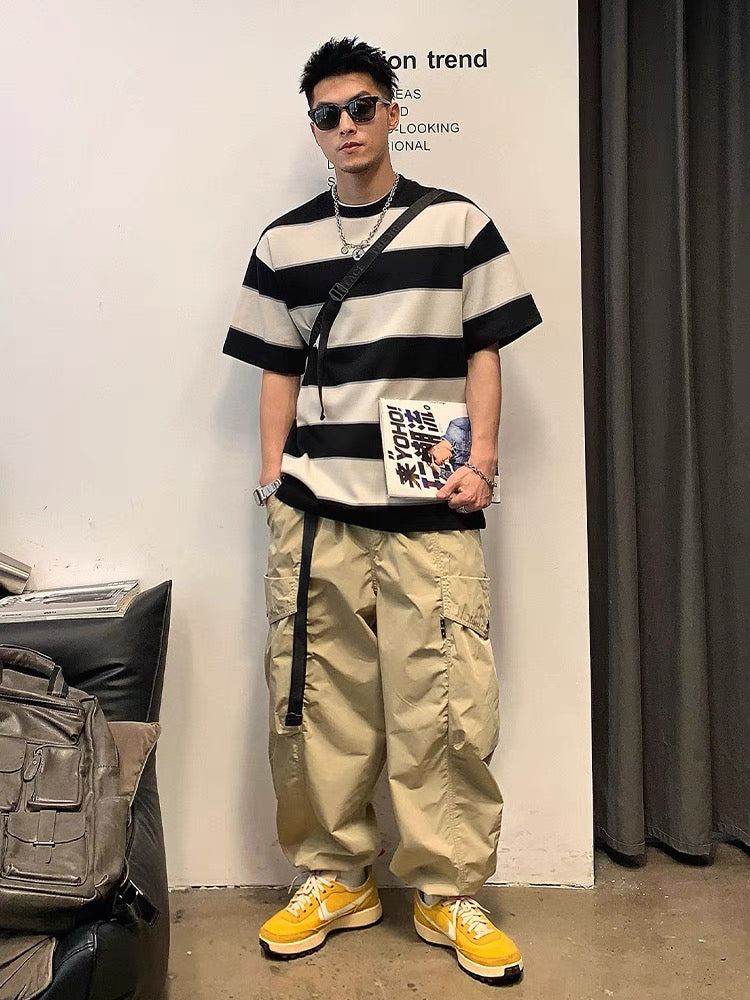 Xu Tailang contrast striped sea soul shirt T-shirt men's short-sleeved summer ins fashion brand trend versatile American cotton top