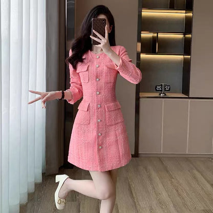 Autumn 2023 new women's clothing, small fragrance style, high-end wear, small French dress, women's autumn long-sleeved skirt