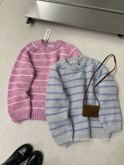 Early winter essential! 【SUSAN】A must-have for stripe lovers | Simple, casual striped soft and warm sweater 1373s# LWD