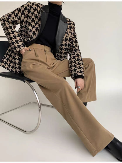 PAPERLLL Xinjian high-waisted high-end drape trousers straight-leg wool wide-leg suit pants for women 2023 autumn and winter (B4417)
